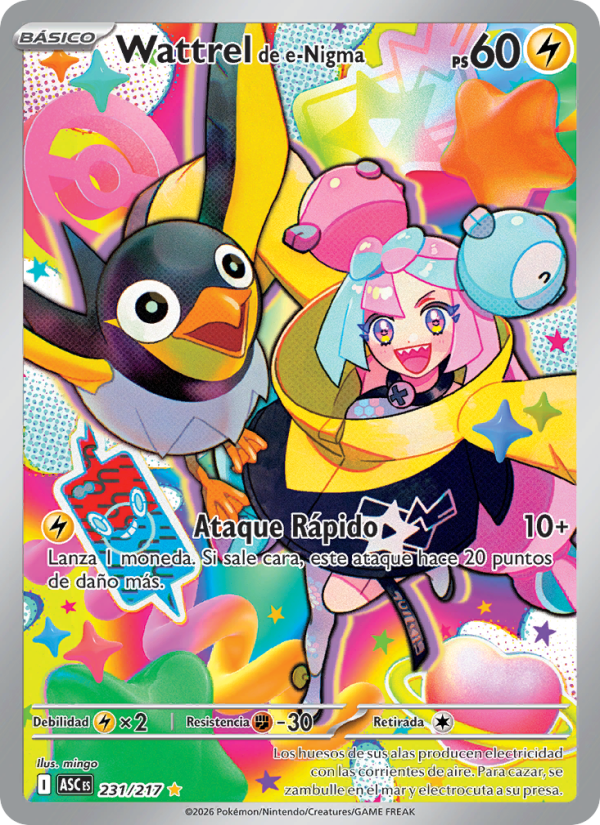 Wattrel de e-Nigma 231 — Héroes Ascendentes (Spanish Pokémon TCG card)
