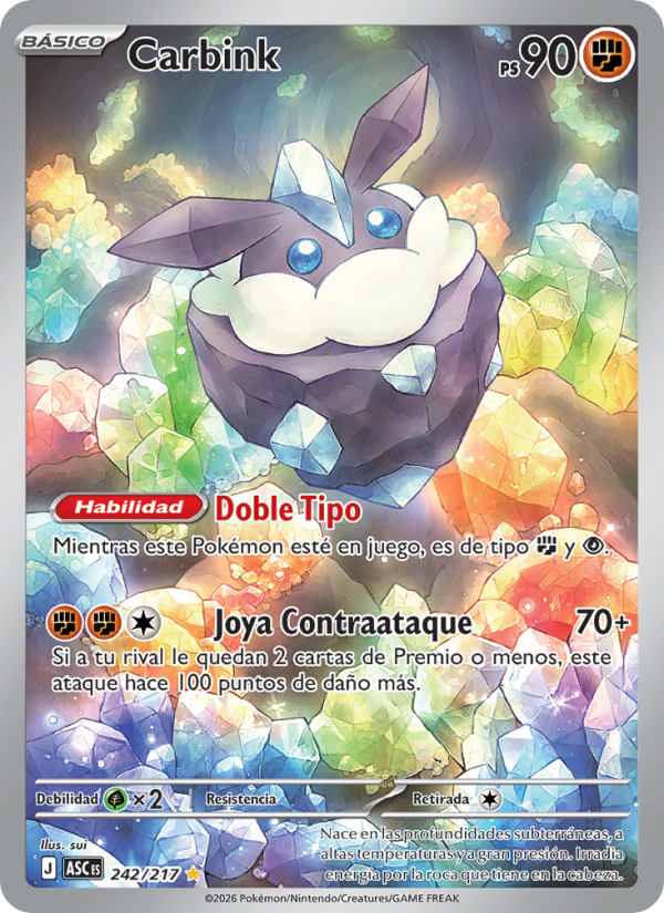 Carbink 242 — Héroes Ascendentes (Spanish Pokémon TCG card)