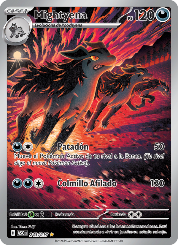 Mightyena 243 — Héroes Ascendentes (Spanish Pokémon TCG card)