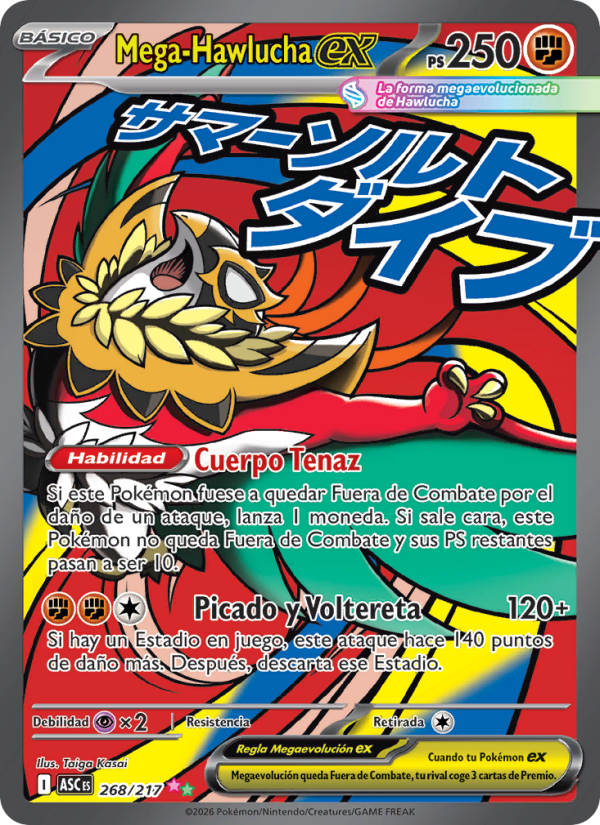 Mega-Hawlucha ex 268 — Héroes Ascendentes (Spanish Pokémon TCG card)