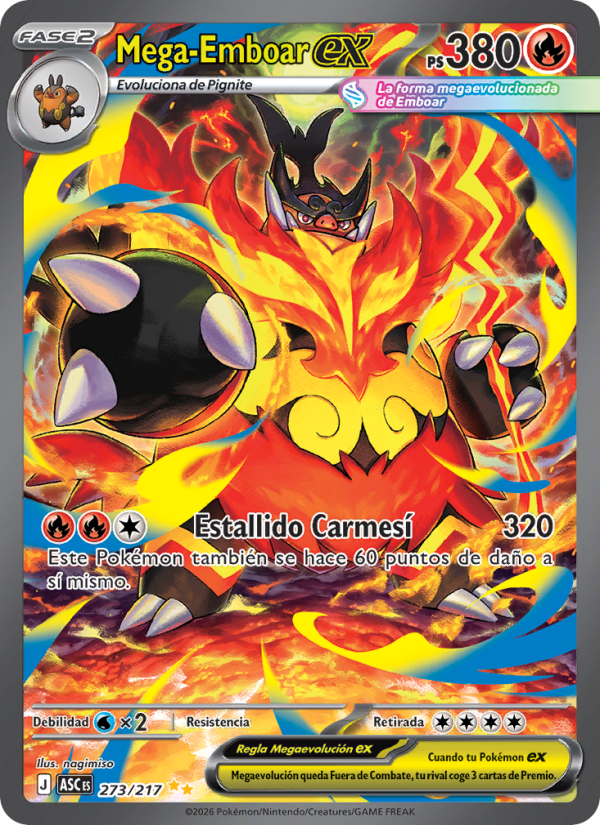 Mega-Emboar ex 273 — Héroes Ascendentes (Spanish Pokémon TCG card)