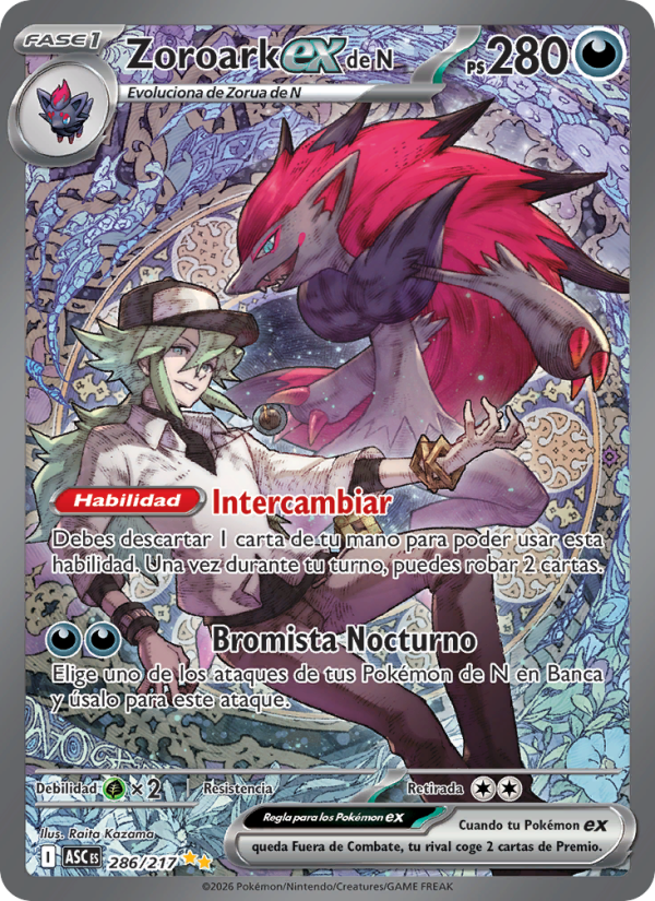 Zoroark ex de N 286 — Héroes Ascendentes (Spanish Pokémon TCG card)