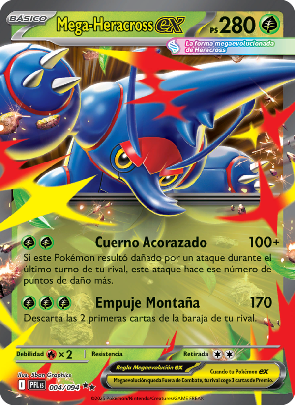 Mega-Heracross ex 004 — Fuegos Fantasmales (Spanish Pokémon TCG card)