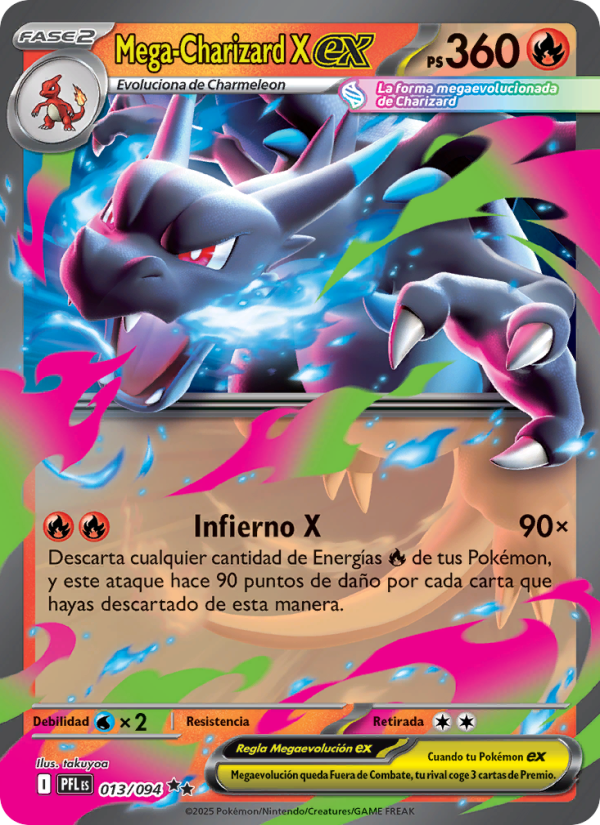 Mega-Charizard X ex 013 — Fuegos Fantasmales (Spanish Pokémon TCG card)