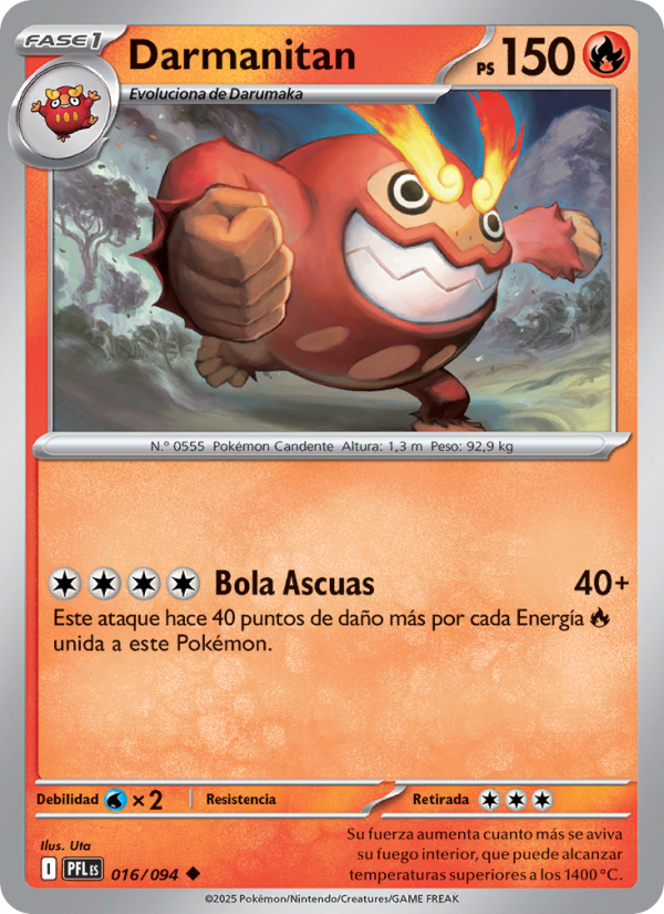 Darmanitan 016 — Fuegos Fantasmales (Spanish Pokémon TCG card)