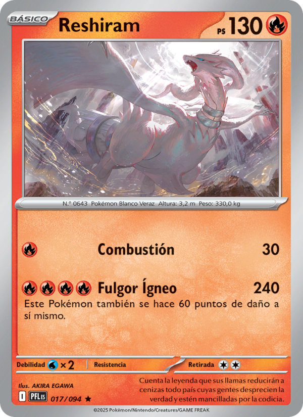 Reshiram 017 — Fuegos Fantasmales (Spanish Pokémon TCG card)