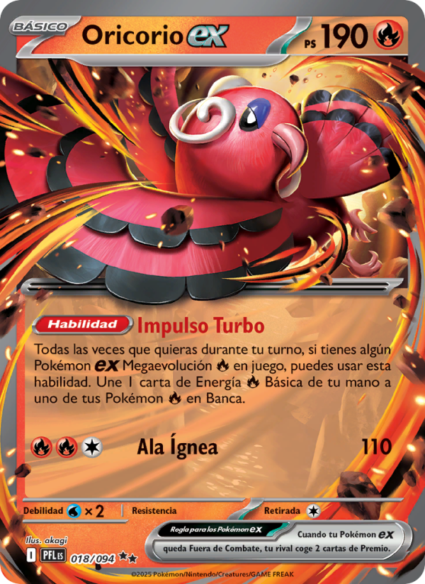 Oricorio ex 018 — Fuegos Fantasmales (Spanish Pokémon TCG card)