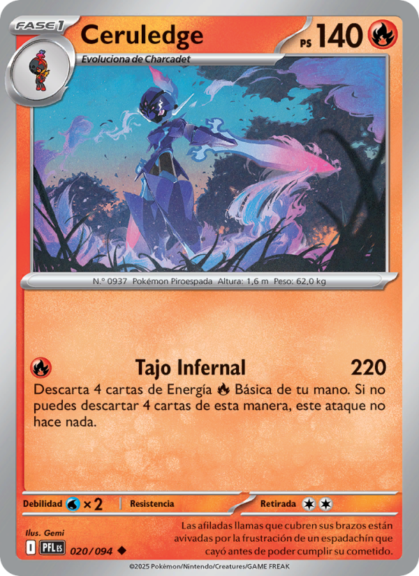 Ceruledge 020 — Fuegos Fantasmales (Spanish Pokémon TCG card)