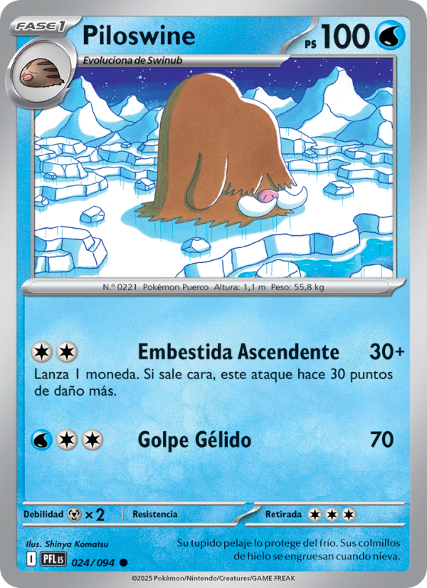 Piloswine 024 — Fuegos Fantasmales (Spanish Pokémon TCG card)