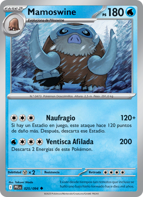 Mamoswine 025 — Fuegos Fantasmales (Spanish Pokémon TCG card)