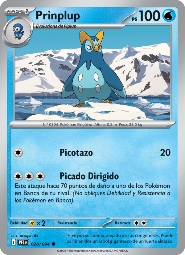 Prinplup 028 — Fuegos Fantasmales (Spanish Pokémon TCG card)