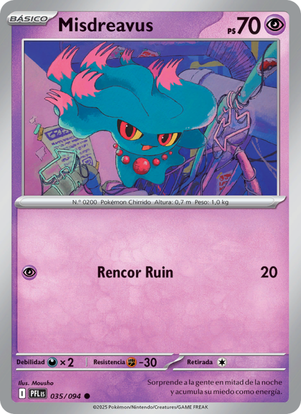 Misdreavus 035 — Fuegos Fantasmales (Spanish Pokémon TCG card)