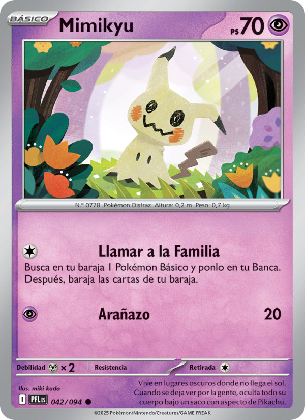 Mimikyu 042 — Fuegos Fantasmales (Spanish Pokémon TCG card)