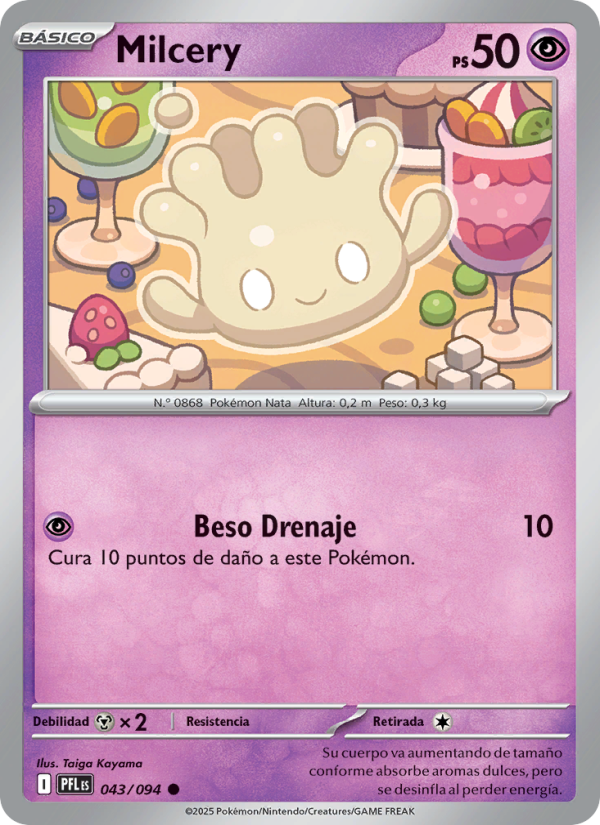 Milcery 043 — Fuegos Fantasmales (Spanish Pokémon TCG card)