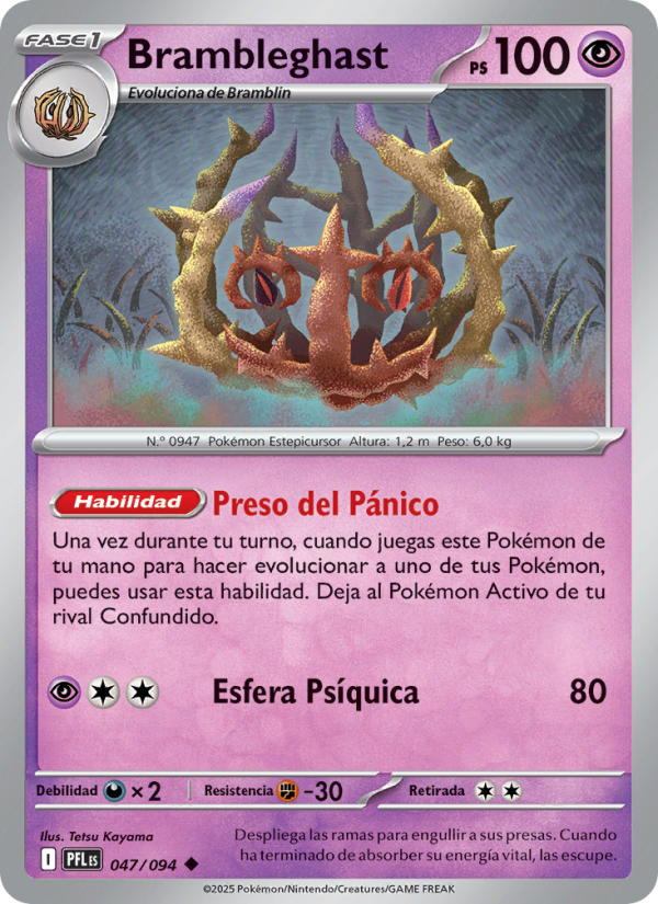 Brambleghast 047 — Fuegos Fantasmales (Spanish Pokémon TCG card)