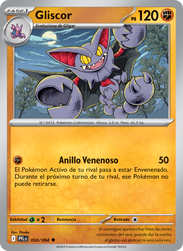 Gliscor 050 — Fuegos Fantasmales (Spanish Pokémon TCG card)