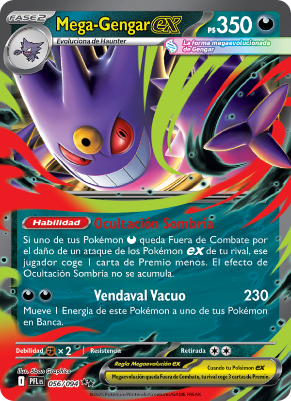 Mega-Gengar ex 056 — Fuegos Fantasmales (Spanish Pokémon TCG card)