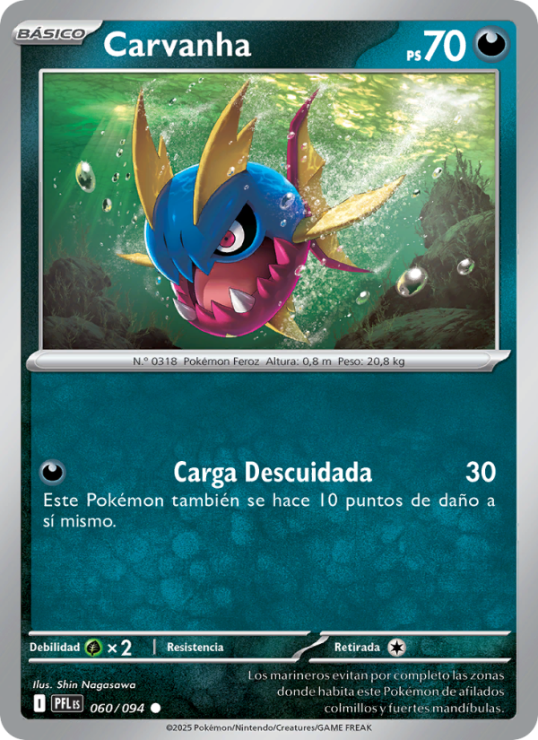 Carvanha 060 — Fuegos Fantasmales (Spanish Pokémon TCG card)