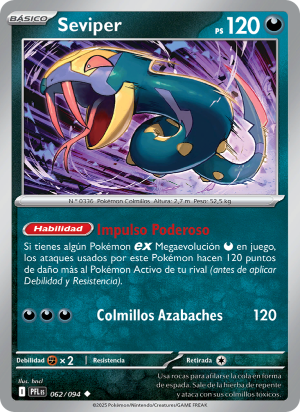Seviper 062 — Fuegos Fantasmales (Spanish Pokémon TCG card)