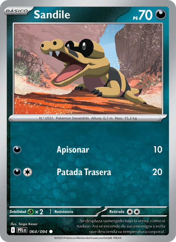 Sandile 064 — Fuegos Fantasmales (Spanish Pokémon TCG card)