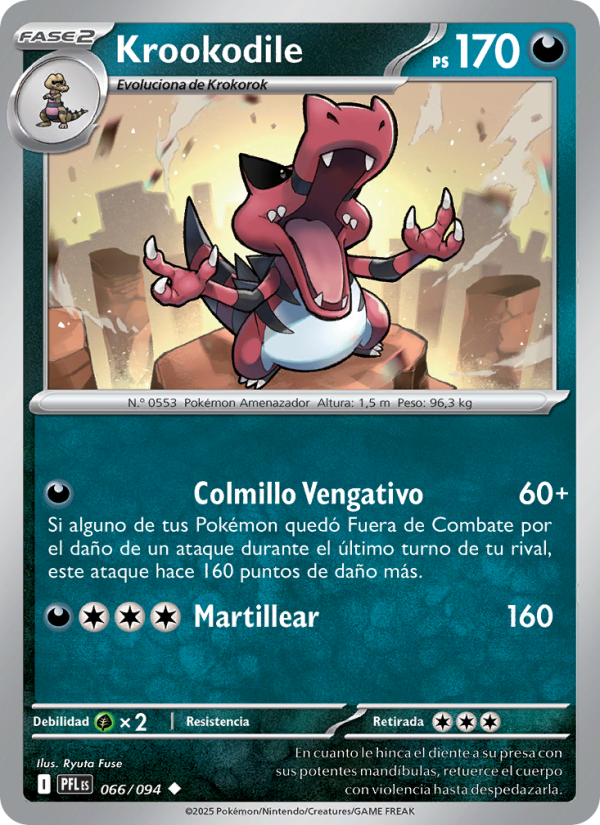 Krookodile 066 — Fuegos Fantasmales (Spanish Pokémon TCG card)