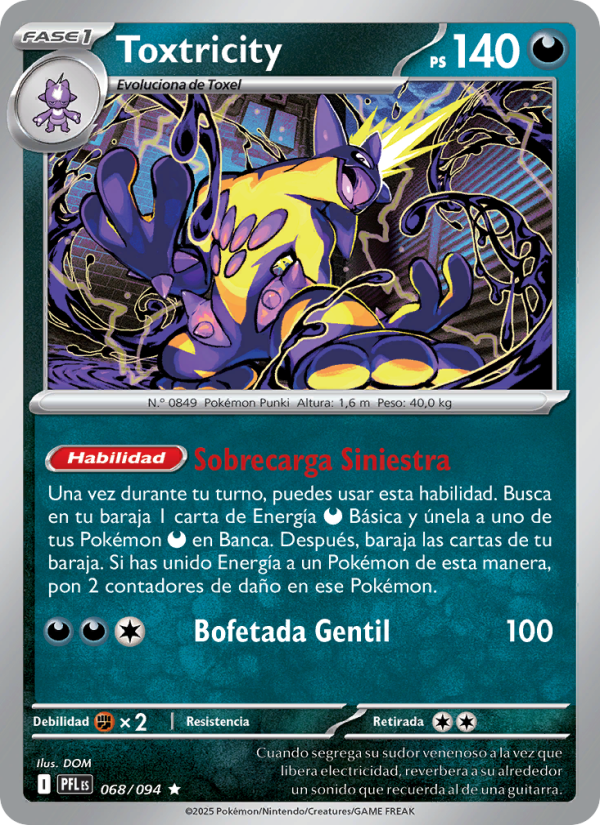 Toxtricity 068 — Fuegos Fantasmales (Spanish Pokémon TCG card)