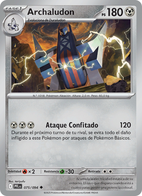 Archaludon 075 — Fuegos Fantasmales (Spanish Pokémon TCG card)