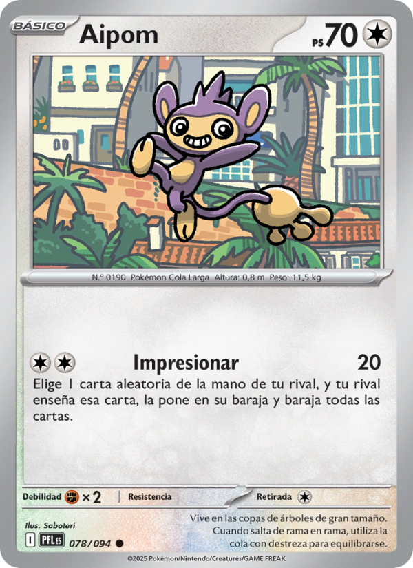 Aipom 078 — Fuegos Fantasmales (Spanish Pokémon TCG card)