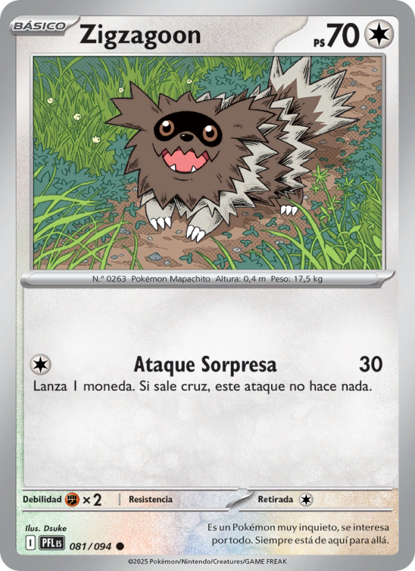 Zigzagoon 081 — Fuegos Fantasmales (Spanish Pokémon TCG card)