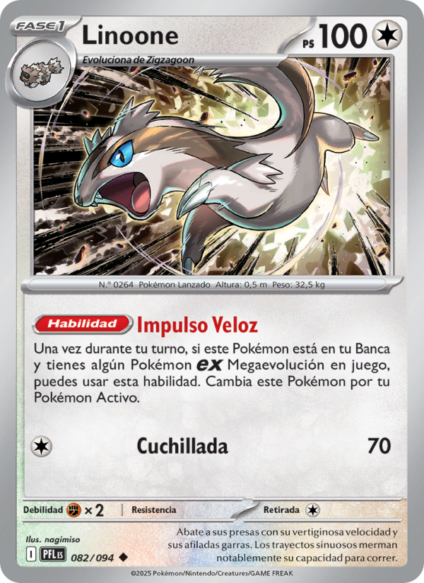 Linoone 082 — Fuegos Fantasmales (Spanish Pokémon TCG card)
