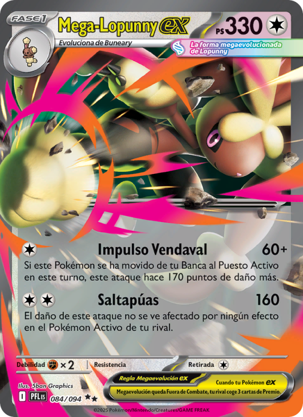 Mega-Lopunny ex 084 — Fuegos Fantasmales (Spanish Pokémon TCG card)