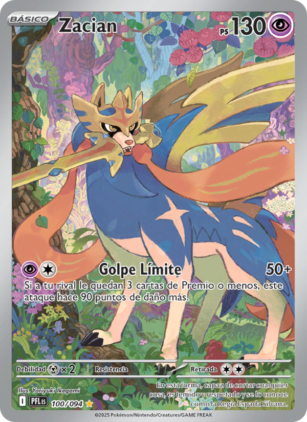 Zacian 100 — Fuegos Fantasmales (Spanish Pokémon TCG card)