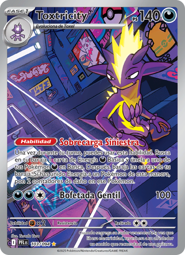 Toxtricity 103 — Fuegos Fantasmales (Spanish Pokémon TCG card)
