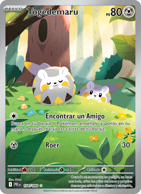 Togedemaru 104 — Fuegos Fantasmales (Spanish Pokémon TCG card)