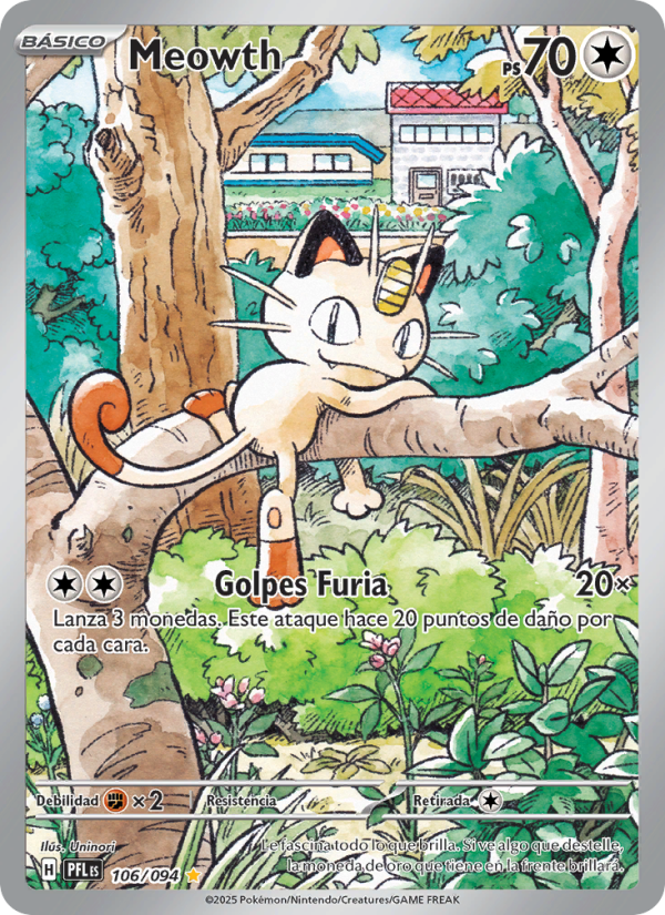 Meowth 106 — Fuegos Fantasmales (Spanish Pokémon TCG card)