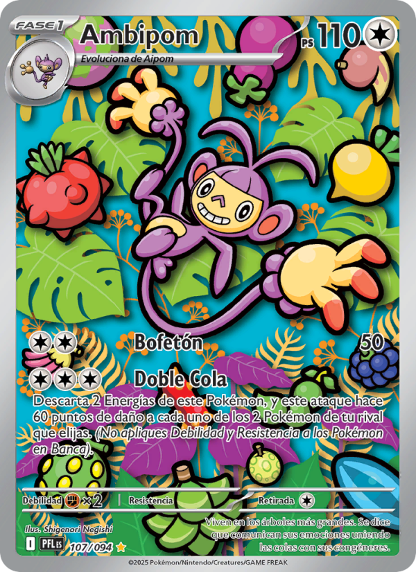Ambipom 107 — Fuegos Fantasmales (Spanish Pokémon TCG card)