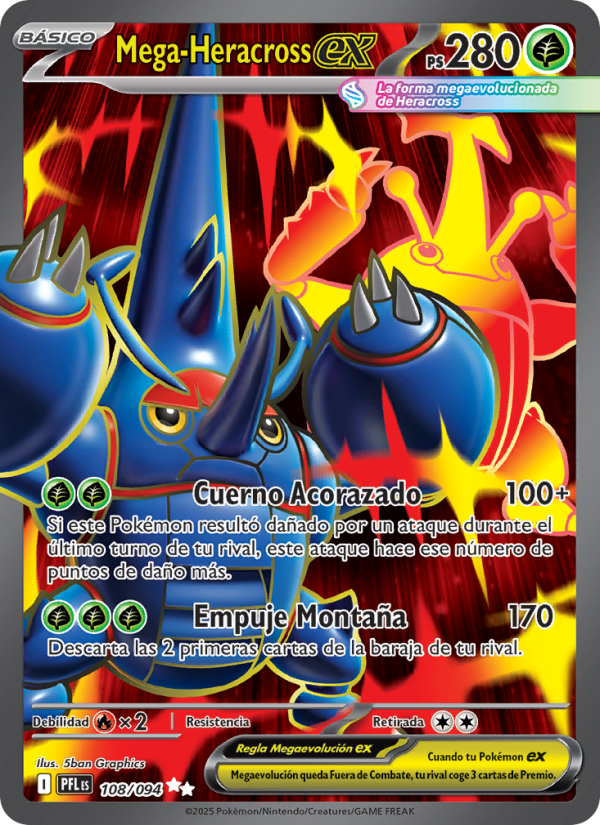 Mega-Heracross ex 108 — Fuegos Fantasmales (Spanish Pokémon TCG card)