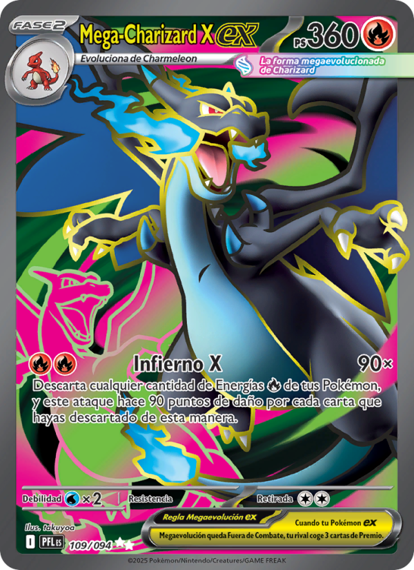 Mega-Charizard X ex 109 — Fuegos Fantasmales (Spanish Pokémon TCG card)