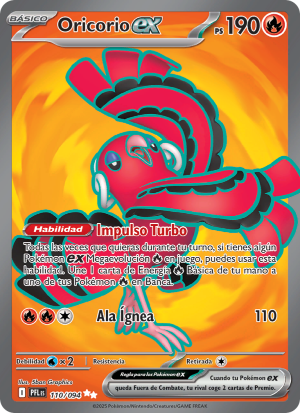 Oricorio ex 110 — Fuegos Fantasmales (Spanish Pokémon TCG card)