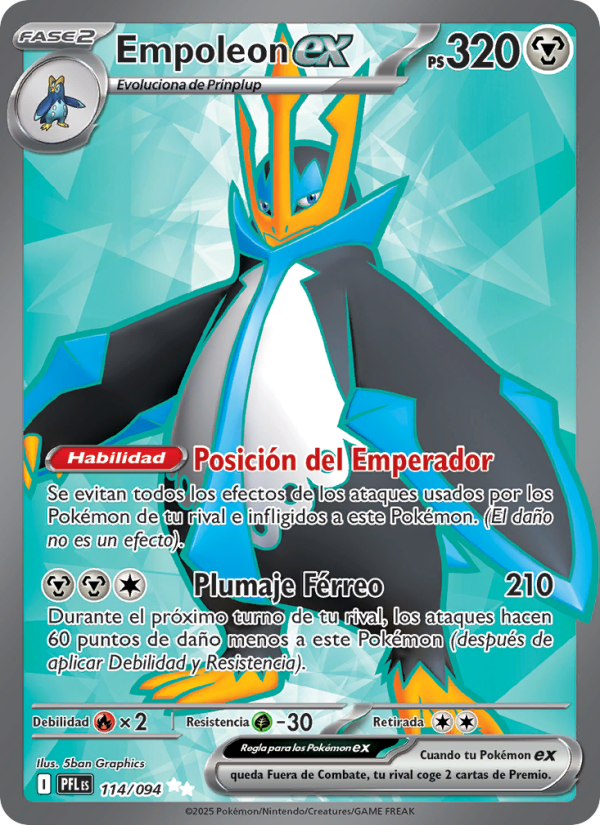 Empoleon ex 114 — Fuegos Fantasmales (Spanish Pokémon TCG card)