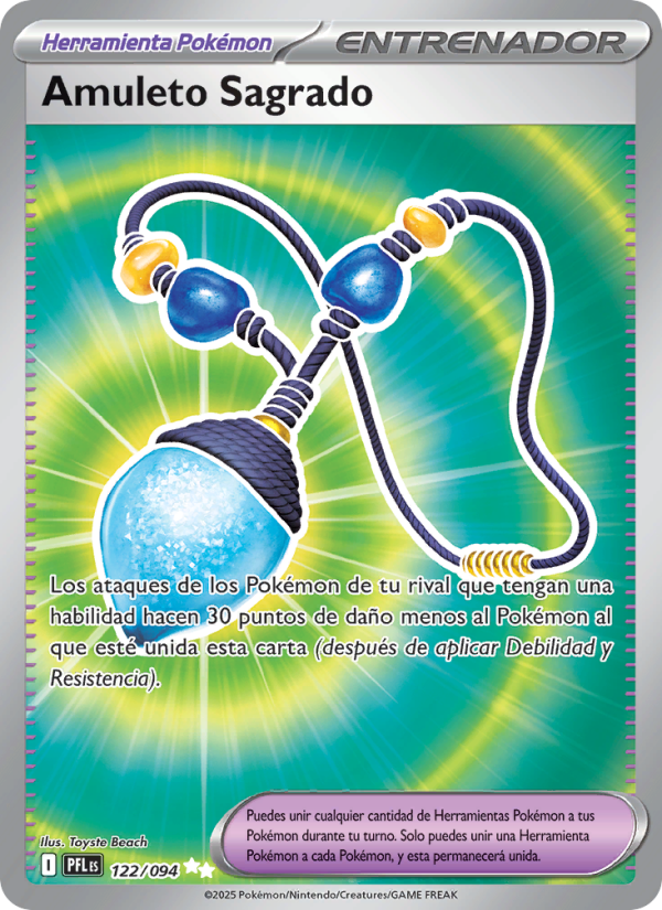Amuleto Sagrado 122 — Fuegos Fantasmales (Spanish Pokémon TCG card)