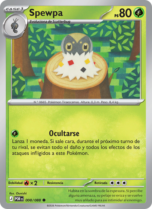 Spewpa 008 — Equilibrio Perfecto (Spanish Pokémon TCG card)