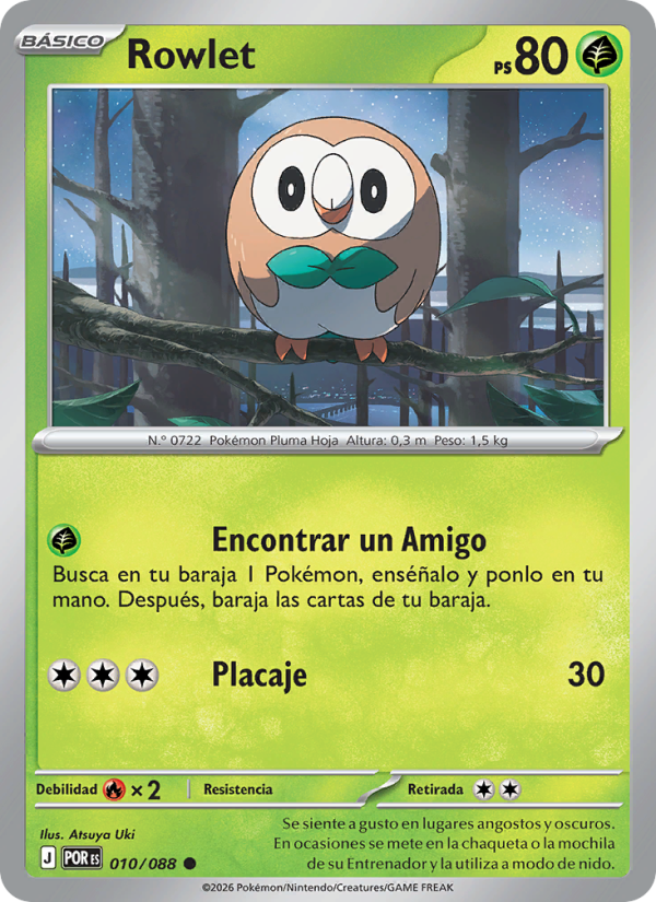 Rowlet 010 — Equilibrio Perfecto (Spanish Pokémon TCG card)