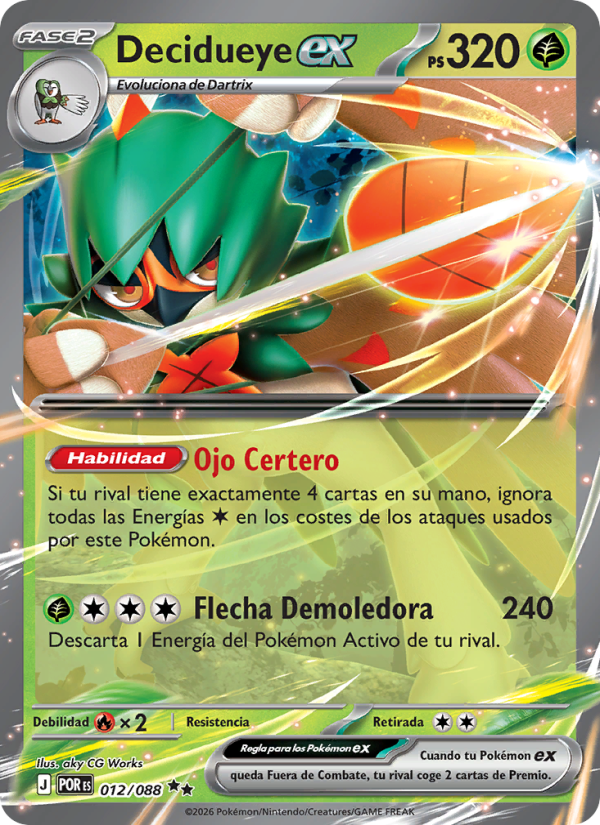 Decidueye ex 012 — Equilibrio Perfecto (Spanish Pokémon TCG card)