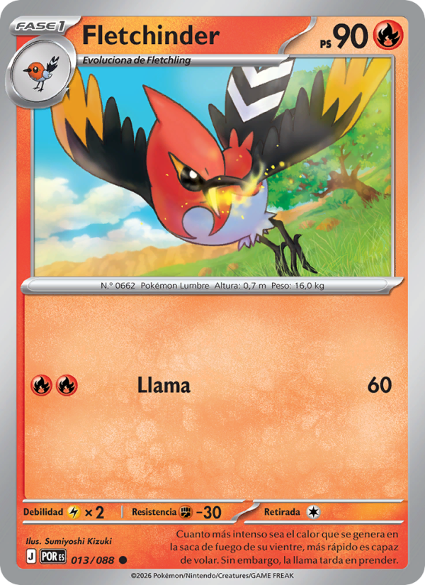 Fletchinder 013 — Equilibrio Perfecto (Spanish Pokémon TCG card)