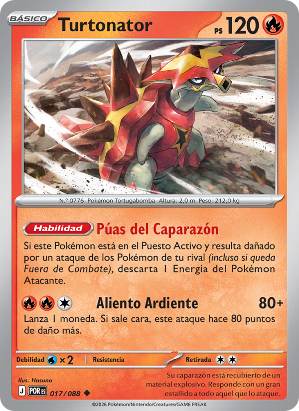 Turtonator 017 — Equilibrio Perfecto (Spanish Pokémon TCG card)