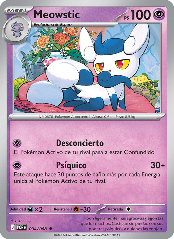Meowstic 034 — Equilibrio Perfecto (Spanish Pokémon TCG card)