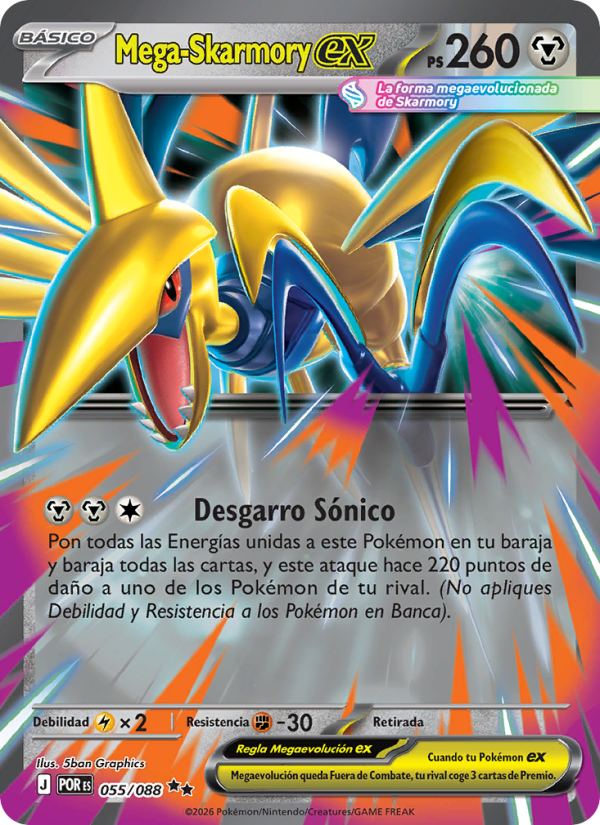 Mega-Skarmory ex 055 — Equilibrio Perfecto (Spanish Pokémon TCG card)