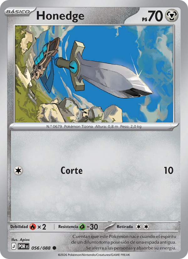 Honedge 056 — Equilibrio Perfecto (Spanish Pokémon TCG card)