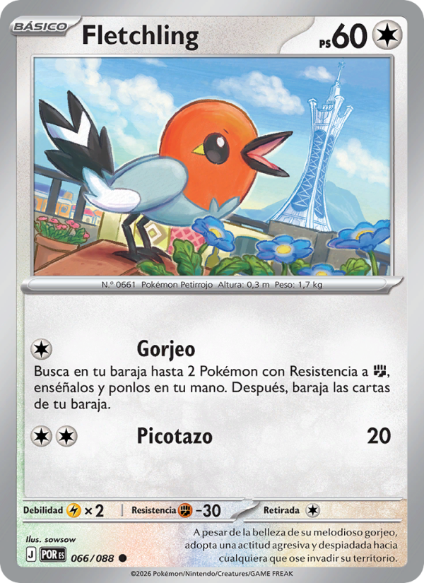 Fletchling 066 — Equilibrio Perfecto (Spanish Pokémon TCG card)